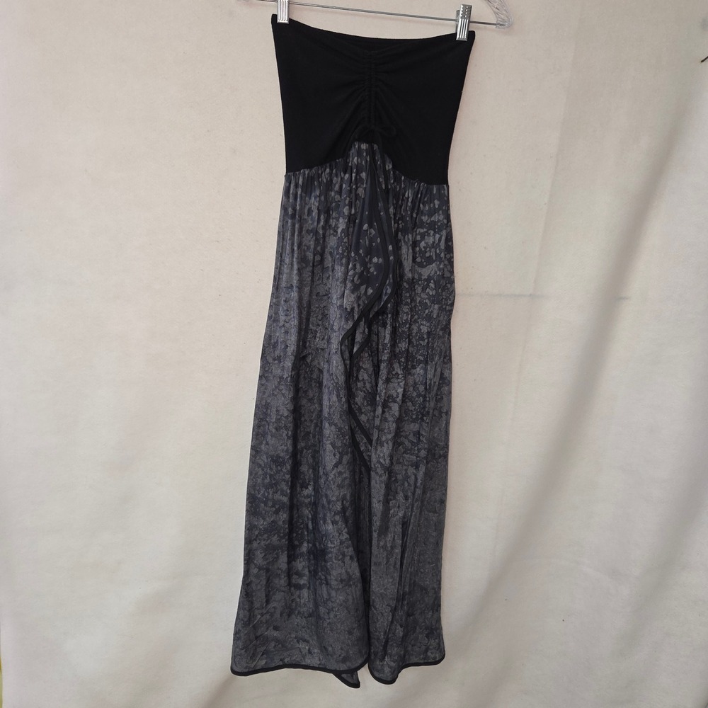 Robin Piccone Silk Beach Coverup Dress Womens Small Black Grey Tie Dye Maxi